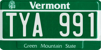 VT license plate TYA991