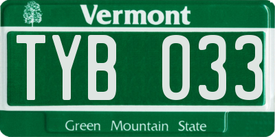 VT license plate TYB033