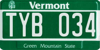VT license plate TYB034