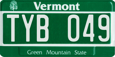 VT license plate TYB049