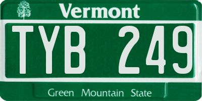 VT license plate TYB249