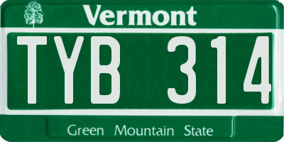 VT license plate TYB314