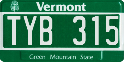 VT license plate TYB315