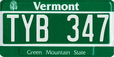 VT license plate TYB347
