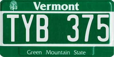 VT license plate TYB375
