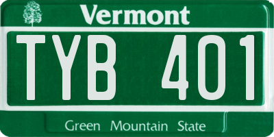 VT license plate TYB401