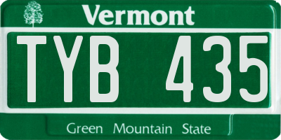 VT license plate TYB435
