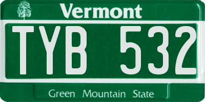 VT license plate TYB532