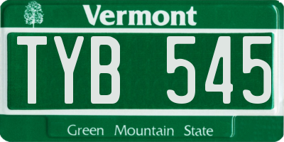 VT license plate TYB545