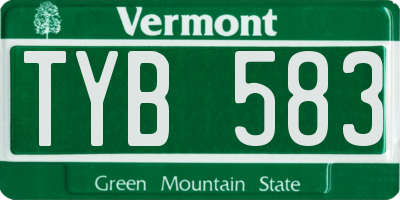 VT license plate TYB583
