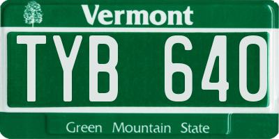 VT license plate TYB640
