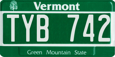 VT license plate TYB742