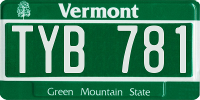 VT license plate TYB781