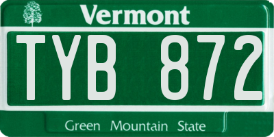VT license plate TYB872