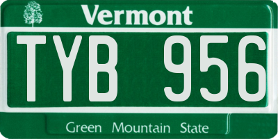 VT license plate TYB956