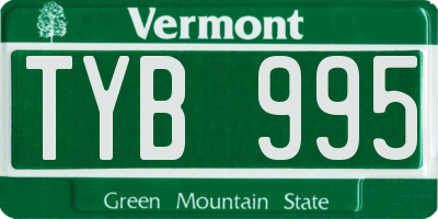 VT license plate TYB995