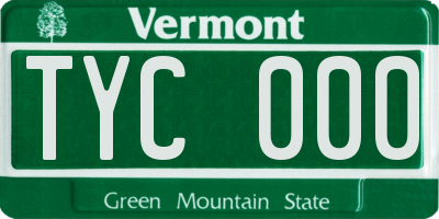 VT license plate TYC000