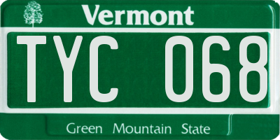 VT license plate TYC068