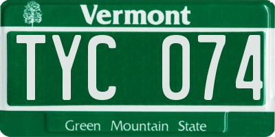 VT license plate TYC074