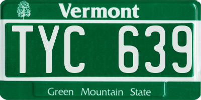 VT license plate TYC639