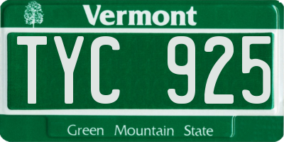 VT license plate TYC925