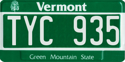 VT license plate TYC935