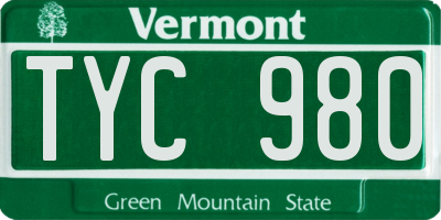 VT license plate TYC980