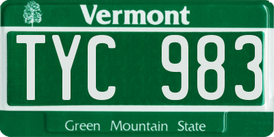 VT license plate TYC983