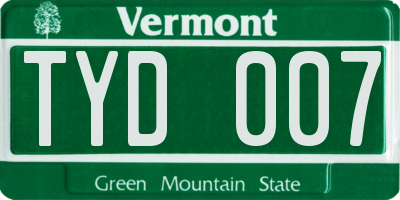 VT license plate TYD007