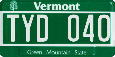 VT license plate TYD040