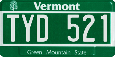 VT license plate TYD521