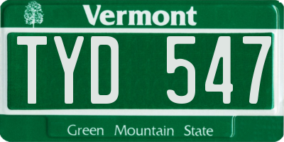 VT license plate TYD547