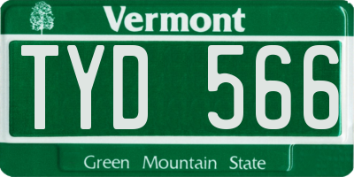 VT license plate TYD566