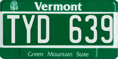 VT license plate TYD639
