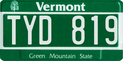 VT license plate TYD819