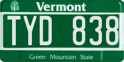 VT license plate TYD838