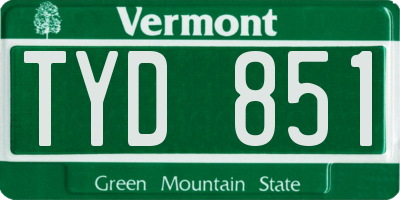 VT license plate TYD851