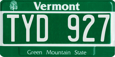 VT license plate TYD927