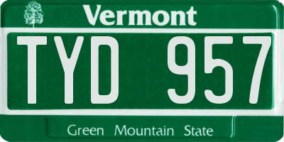 VT license plate TYD957