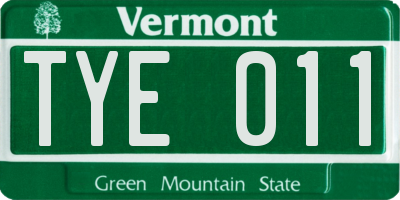 VT license plate TYE011