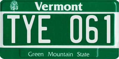 VT license plate TYE061
