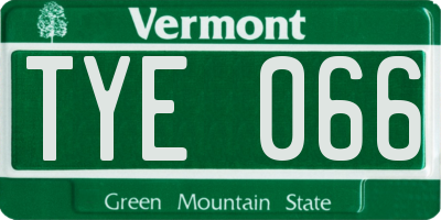 VT license plate TYE066