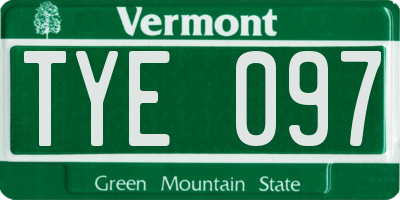 VT license plate TYE097