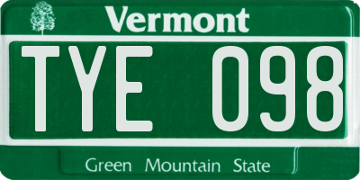 VT license plate TYE098