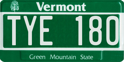 VT license plate TYE180