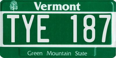 VT license plate TYE187