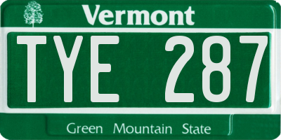 VT license plate TYE287