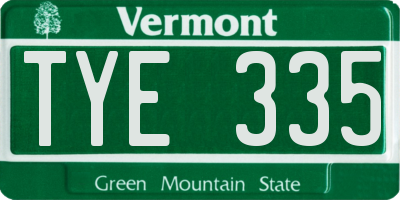 VT license plate TYE335