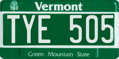 VT license plate TYE505