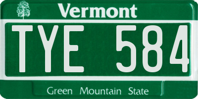 VT license plate TYE584